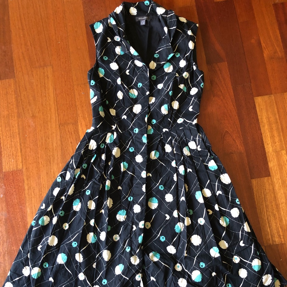 Emily and Fin Black Teal ModCloth Vintage Dress